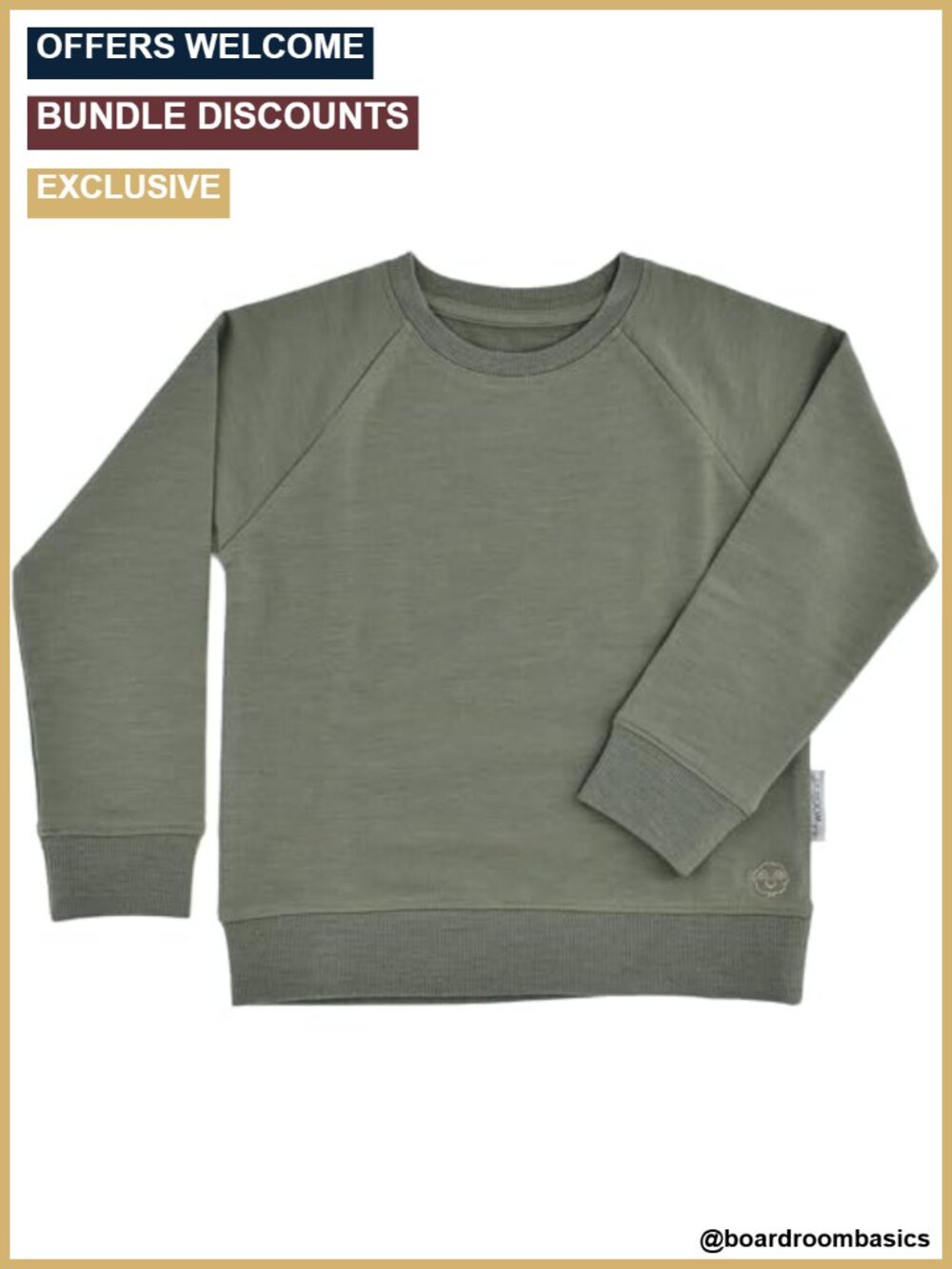 Merino Wool Kids Crewneck Sweatshirt Relaxed Fit Pullover